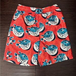 Tea Collection Red and Blue Fish Print Kids Shorts